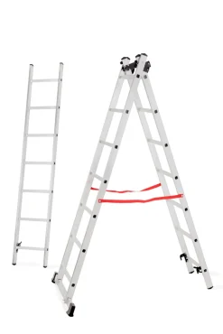 AWTOOLS DRABINA ALUMINIOWA BASIC 3x7 STOPNI 150KG