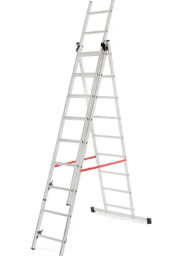 AWTOOLS DRABINA ALUMINIOWA BASIC 3x11 STOPNI 150KG