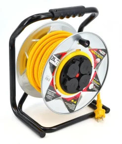 AWTOOLS PRZEDŁUŻACZ BĘBEN METALOWY ŻÓŁTY HEAVY DUTY 25m 3x2,5 mm 16A / 3680W / IP44 NEOPREN