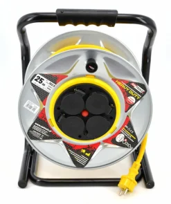 AWTOOLS PRZEDŁUŻACZ BĘBEN METALOWY ŻÓŁTY HEAVY DUTY 25m 3x2,5 mm 16A / 3680W / IP44 NEOPREN