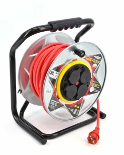 AWTOOLS PRZEDŁUŻACZ BĘBEN METALOWY CZERWONY HEAVY DUTY 25m 3x1,5 mm 16A / 3680W / IP44