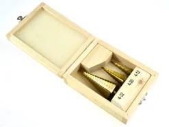 AWTOOLS WIERTŁA STOPNIOWE HSS-TIN KOMPLET 3 SZTUKOWY / 4-12mm / 4-20mm / 4-32mm