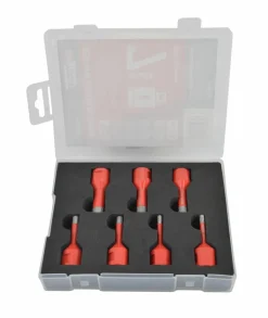 AWTOOLS ZESTAW KORON DO GRESU kpl.7szt. (2x6mm, 8, 10,12,14mm) W KUFRZE DO PRACY NA SUCHO Z WOSKIEM