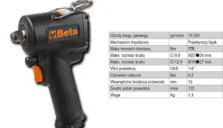 BETA KLUCZ UDAROWY PNEUMATYCZNY, DWUKIERUNKOWY, KOMPAKTOWY, Z ZABIERAKIEM 1/2", 770NM, 1927XM