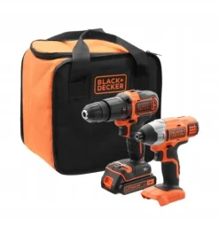 BLACK+DECKER ZESTAW 18V WKRĘTARKA + ZAKRĘTARKA 1x1,5Ah + TORBA