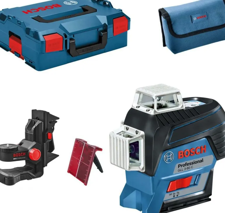 BOSCH LASER LINIOWY 3-PŁASZCZYZNOWY GLL 3-80 C + BM 1 + L-BOXX