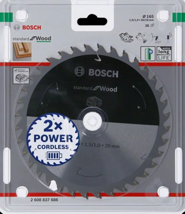BOSCH PIŁA STANDARD WOOD ACCU 165x20x36z
