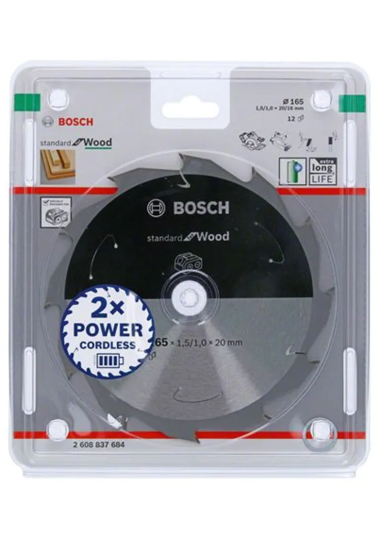 BOSCH PIŁA STANDARD WOOD ACCU 165x20x12z