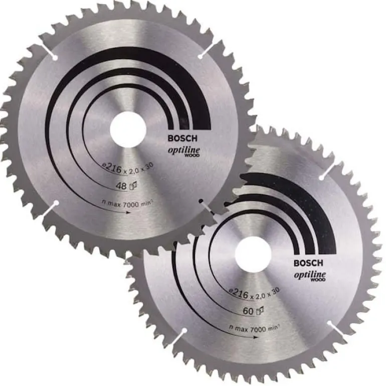 BOSCH PIŁA TARCZOWA DWUPAK OPTILINE WOOD 216x2,0/1,4x30x48z + MULTI MATERIAL 216x2,5/1,8x30x80z
