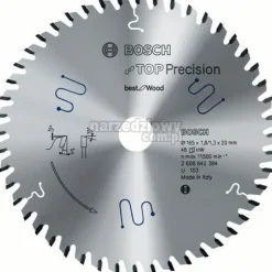 BOSCH PIŁA TARCZOWA MULTIMATERIAL TOP PRECISION 165x20mm 48-ZĘBÓW