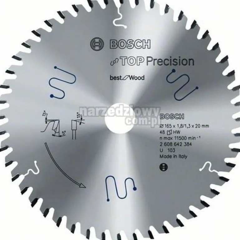 BOSCH PIŁA TARCZOWA MULTIMATERIAL TOP PRECISION 165x20mm 48-ZĘBÓW
