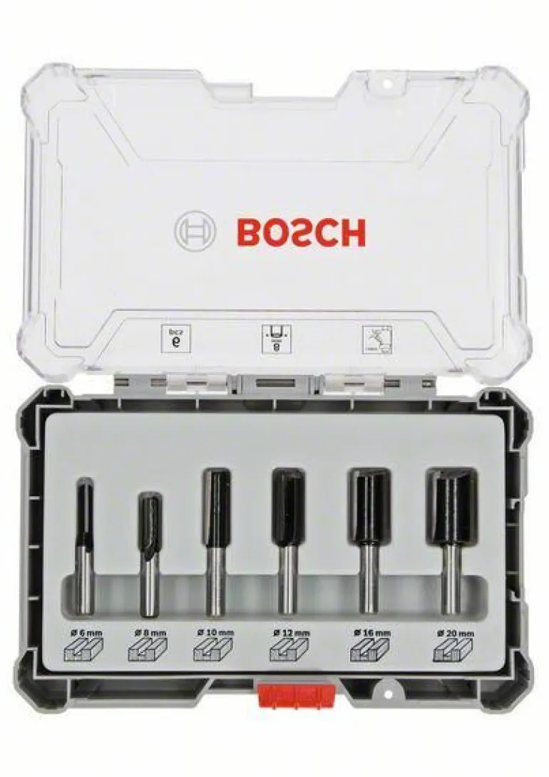 BOSCH ZESTAW FREZÓW PROSTYCH 6szt. UCHWYT 8mm