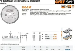 CMT PIŁA DO MATERIAŁÓW NIŻELAZNYCH I PŁYT LAMINOWANYCH HW D= F=30 Z=120 K=3,8/3,2