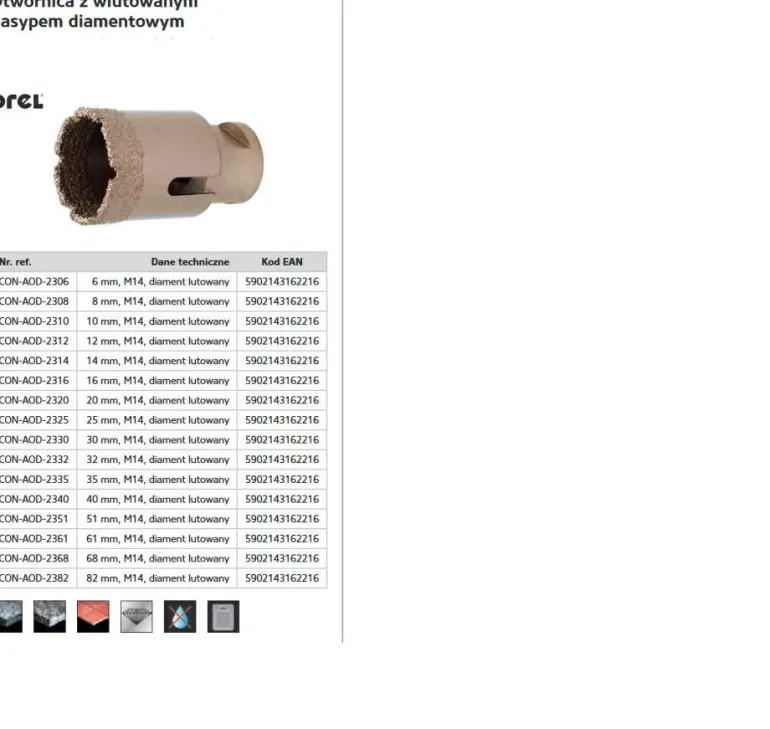 DREL KORONA M14 Z NASYPEM DIAMENTOWYM LUTOWANYM 32mm