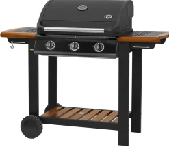 GRILL GAZOWY DEKRAFT 3 PALNIKI 2 x RUSZT ŻELIWNY - PŁYTA ŻELIWNA - DREWNO PREMIUM