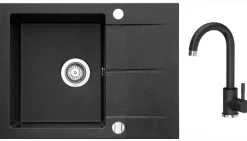 ICEBERG ZESTAW SAN ZLEWOZMYWAK ZHB1411A 1,0 MOC 590X500 ONYX + BATERIA CZARNY NAKRAPIANY/ CHROM - nowość 04/2023
