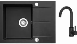 ICEBERG ZESTAW SAN ZLEWOZMYWAK ZHB1411A 1,0 MOC 590X500 ONYX + BATERIA CZARNY MAT