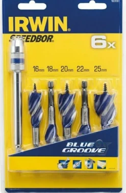 IRWIN WIERTŁO DO DREWNA KOMPLET 5szt.BLUE GROOVE 6X 16, 18, 20, 22, 25 mm
