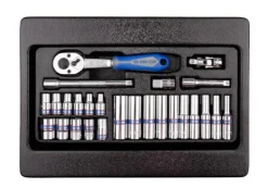 KING TONY ZESTAW NASADEK 1/4 26cz. KRÓTKIE / DŁUGIE. 6-kąt. 4 - 13mm Z AKCESORIAMI. WKŁAD DO WÓZKA