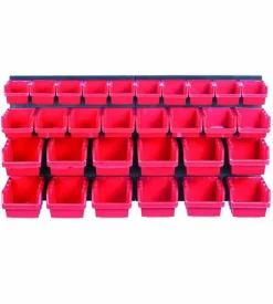 KISTENBERG TABLICA WARSZTATOWA Z KUWETAMI CZARNA 80x40cm 2szt + 30 POJEMNIKÓW NTBNP3 CZERWONA