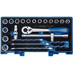 KT ZESTAW KLUCZY 24el. 1/2" KRÓTKIE 6-KĄT. 8-24mm +PŁASKO-OCZKOWE