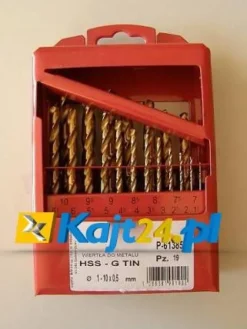 Makita Zestaw wierteł do metalu w powłoce tytanowej HSS-G TiN wg DIN338 19 sztuk P-61385