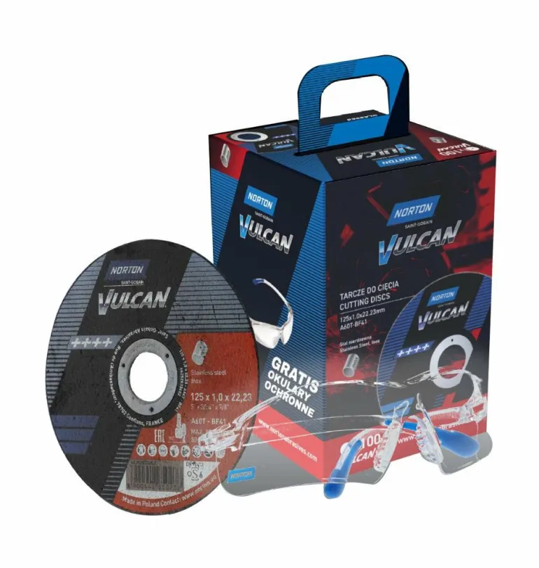 NORTON TARCZA.VULCAN 125 x 1,0 /100szt. INOX+OKULARY GRATIS