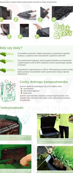 PROSPERPLAST KOMPOSTOWNIK 380L CZARNY 82 x 72 x 72cm