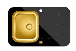 QUADRON Glen 211 HardQ komora stalowa PVD złota z czarnym blatem szklanym HB8078SC3FG1