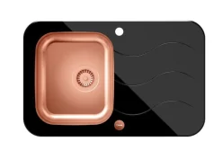 QUADRON Glen 211 HardQ komora stalowa PVD miedziana z czarnym blatem szklanym HB8078SC3FC1