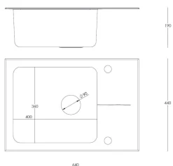 STEINER Hugh 116 komora stalowa z czarnym blatem szklanym ST3564SC1BS