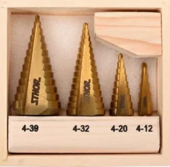 STHOR ZESTAW WIERTEŁ STOPNIOWYCH 4szt.