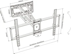 UCHWYT 9011 DO TV LCD LED OLED 50 - 120 cali  150 KG regulacja Ramię 93 cm max VESA 900x600