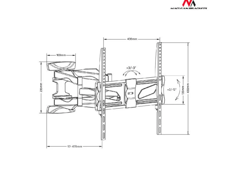 Uchwyt do TV 26 - 70 , 75 cali Podwójne ramię Uchylny