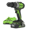 24V wiertarko-wkrętarka GD24DD60K2 Greenworks zestaw ładowarka + aku 2Ah + walizka