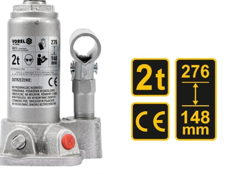 VOREL DŹWIGNIK TŁOKOWY HYDRAULICZNY 2T 148 - 276mm 80012