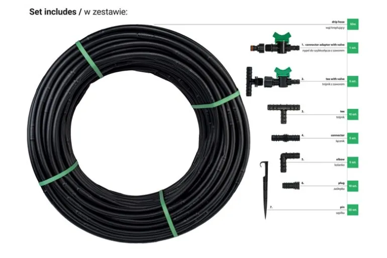 WĄŻ KROPLUJĄCY WATER DRIP ZESTAW 50 METRÓW