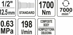 YATO KLUCZ UDAROWY PNEUMATYCZNY 1700Nm 1/2" 09544