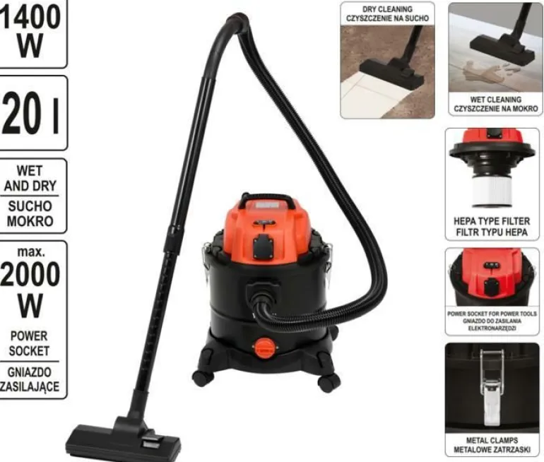 YATO ODKURZACZ WARSZTATOWY 1400W / 20L