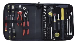 Zestaw różnych narzędzi w poręcznym etui