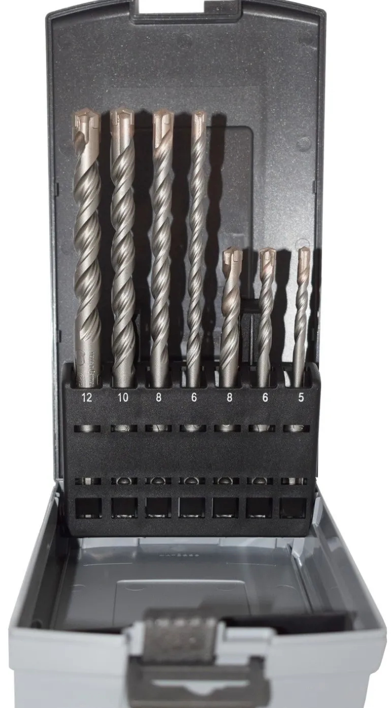 Zestaw wierteł do betonu SDS-Plus ABRABORO 4-ostrzowe (od fi 6 do fi 12)